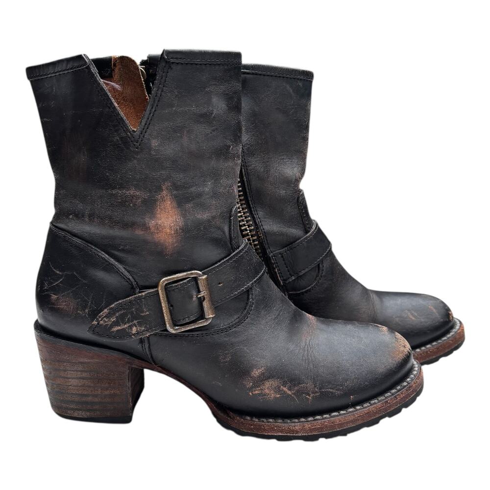 Freebird by Steven Carlito Boots Size 7 Black Brass Buckle Zip